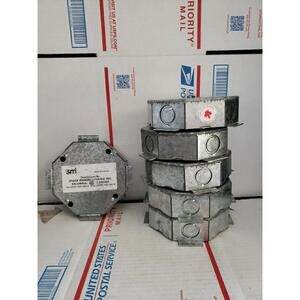 Lot Of 6 Spider Gray Octagon Steel 4-Knockout Junction Box 5-1/2 x 1.75 ~ T3#84